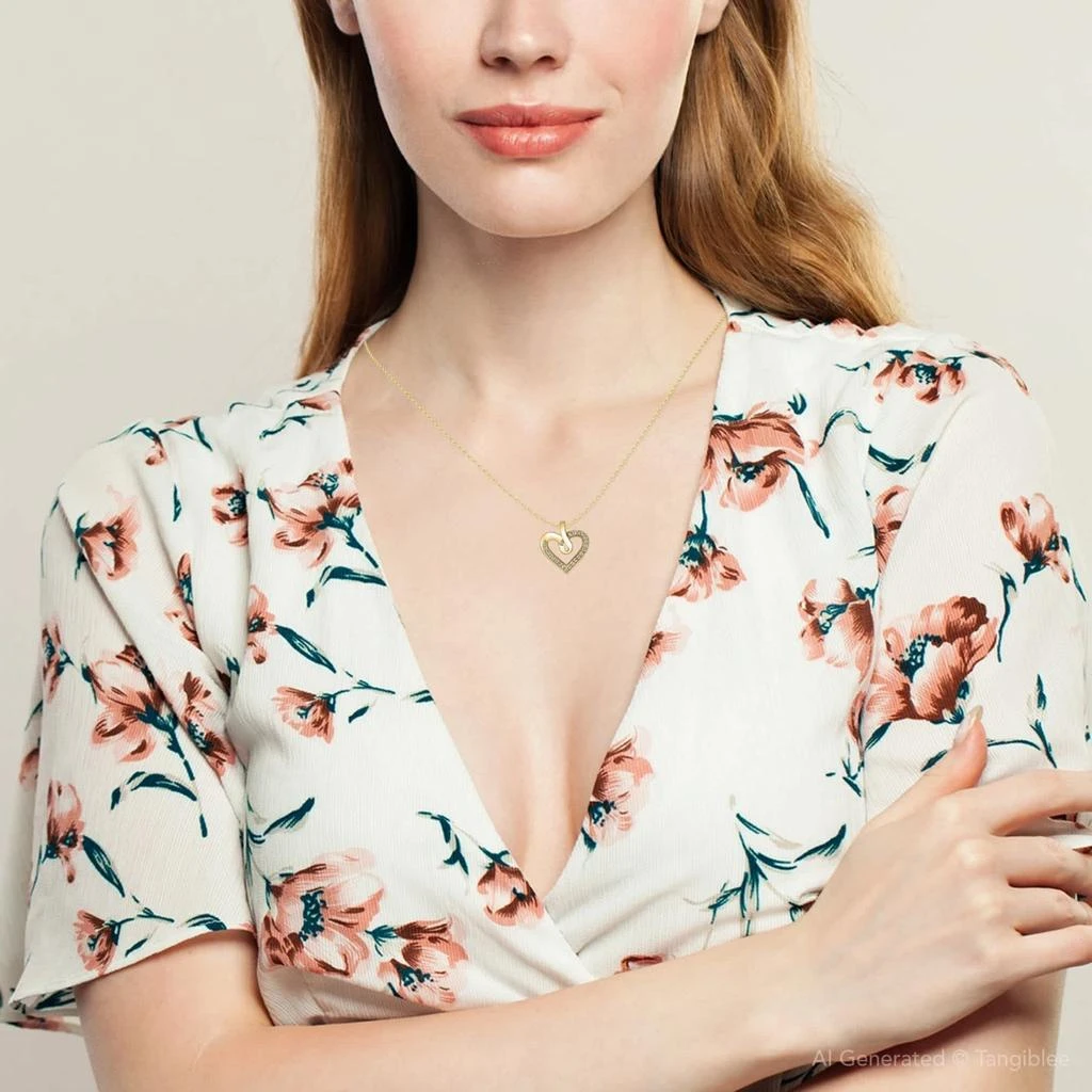 Pompeii3 1/4Ct Diamond Curve Heart Shape Pendant Necklace in White, Yellow, or Rose Gold 3