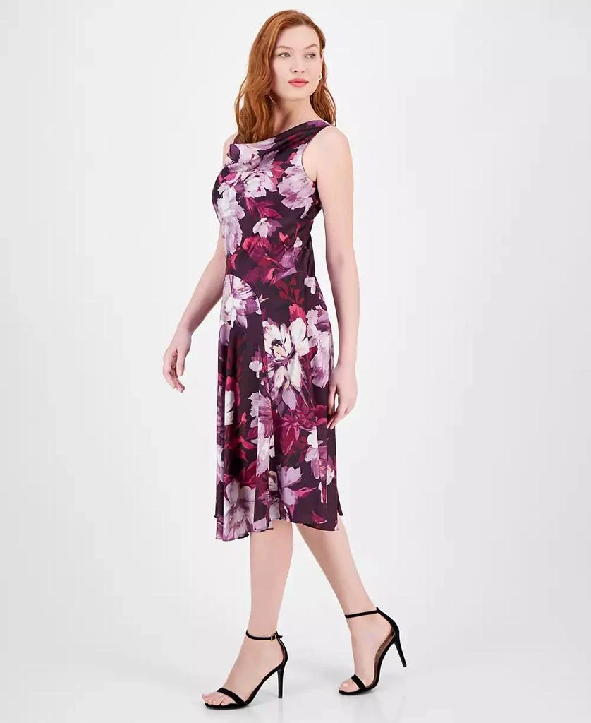 Robbie Bee Women's Floral-Print Cowl-Neck Fit & Flare Dress 4
