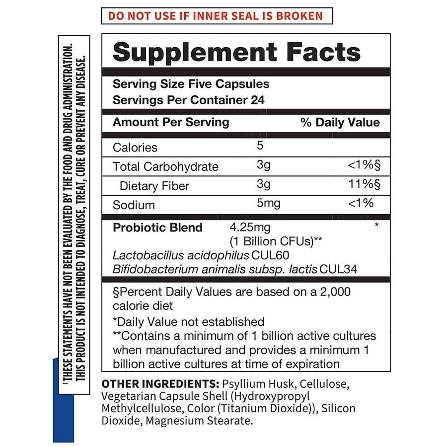 Walgreens Probiotic + Fiber Capsules 3