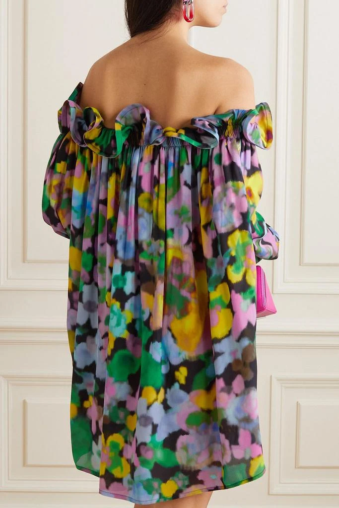 AZ FACTORY + Lutz Huelle Theodora off-the-shoulder floral-print crepe de chine mini dress 3