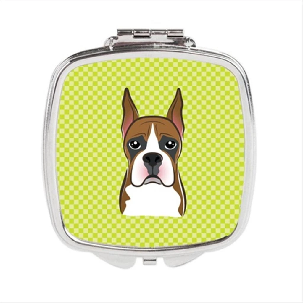 Awesome Apparel Checkerboard Lime Green Boxer Compact Mirror, 2.75 x 3 x .3 In.