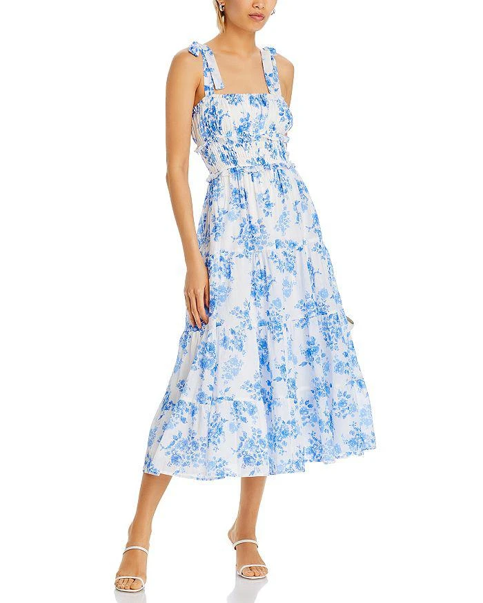 AQUA Floral Tie Strap Midi Dress - Exclusive 1