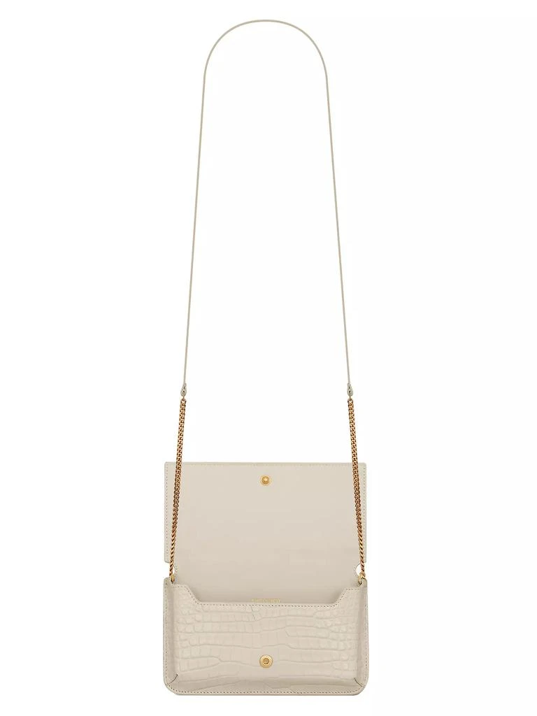 Yves Saint Laurent Cassandre Phone Holder with Strap in Shiny Crocodile-Embossed Leather 4