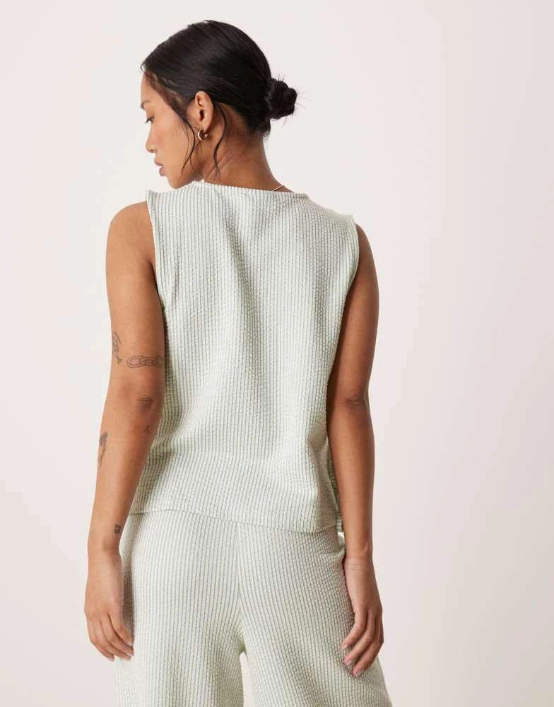 Vila Petite Vila Petite textured stripe sleevless tie side top co-ord in green and cream 3