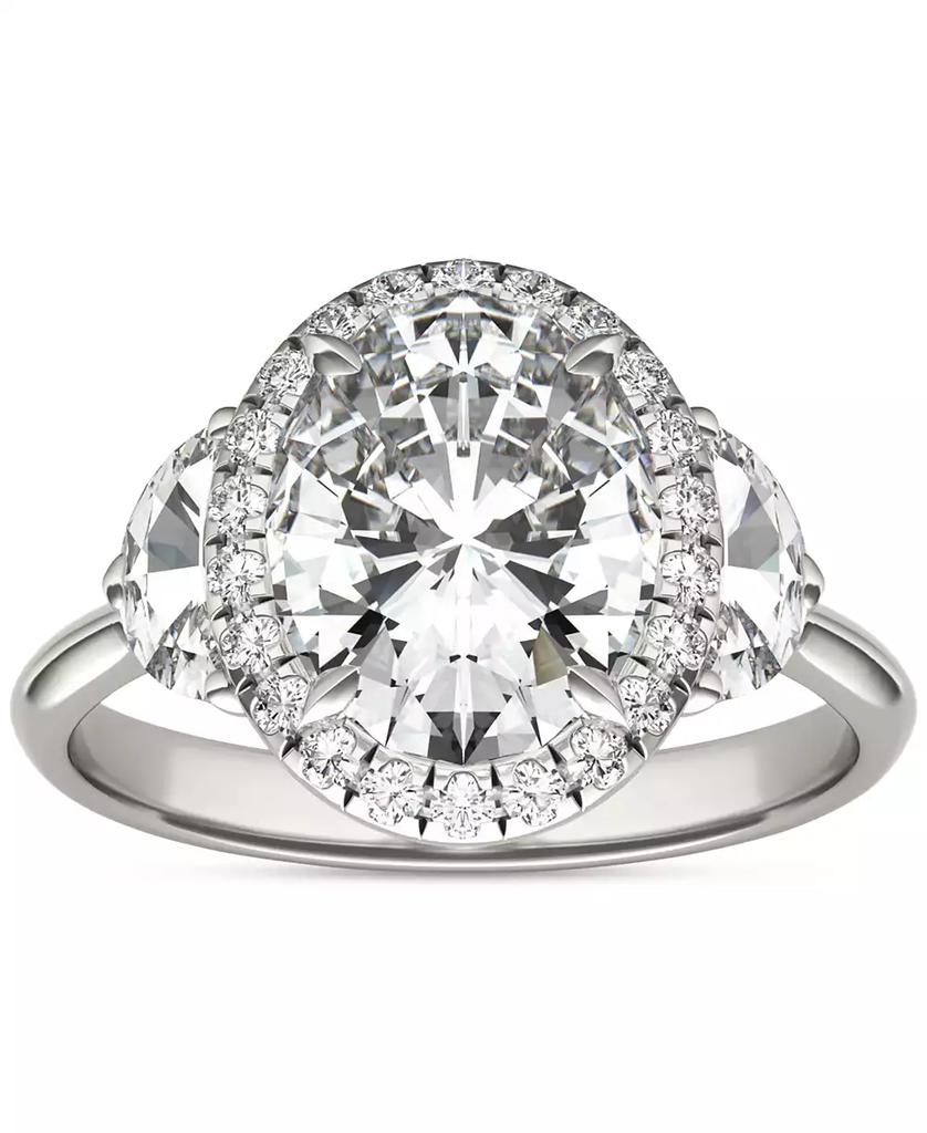 Charles & Colvard Moissanite Oval Halo Three Stone Ring (3-3/4 ct. t.w.) in 14K White Gold