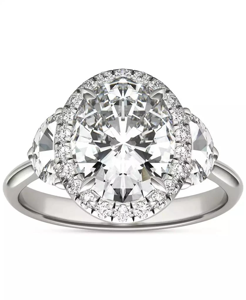 Charles & Colvard Moissanite Oval Halo Three Stone Ring (3-3/4 ct. t.w.) in 14K White Gold 2