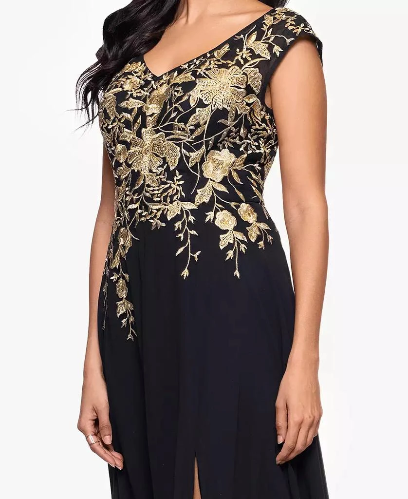 Betsy & Adam Petites Chiffon V-Neck Long A-Line Dress 3