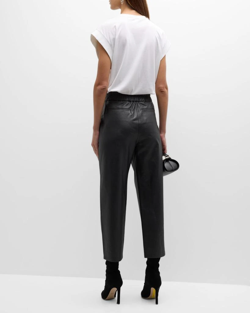 Brochu Walker Fiera Pleated Cropped Vegan Leather Pants 4