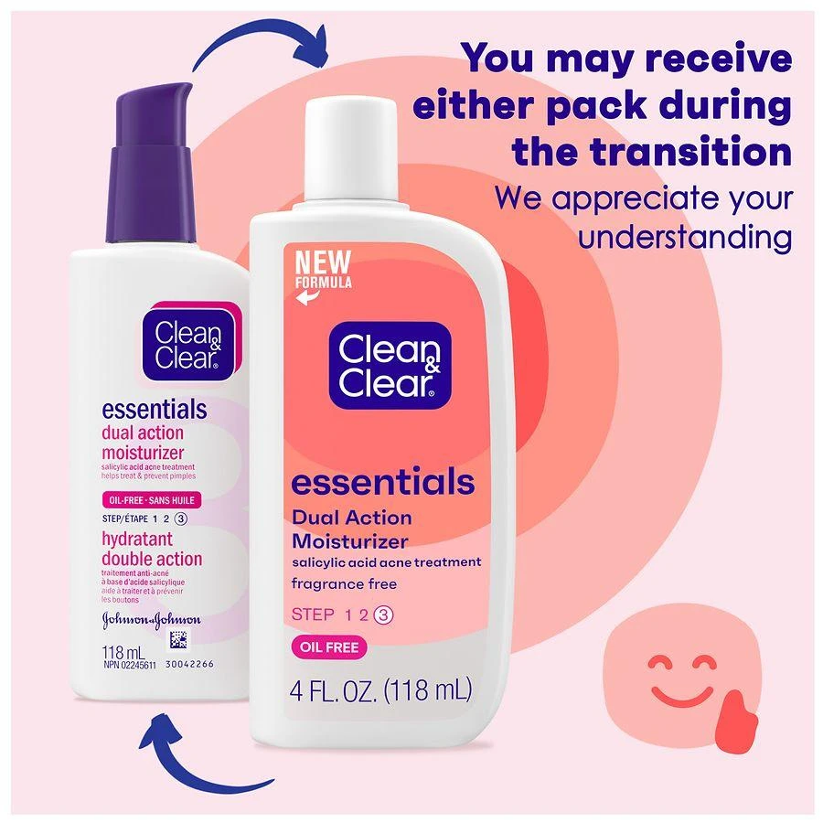 Clean & Clear Essentials Dual Action Acne Facial Moisturizer Fragrance Free 8