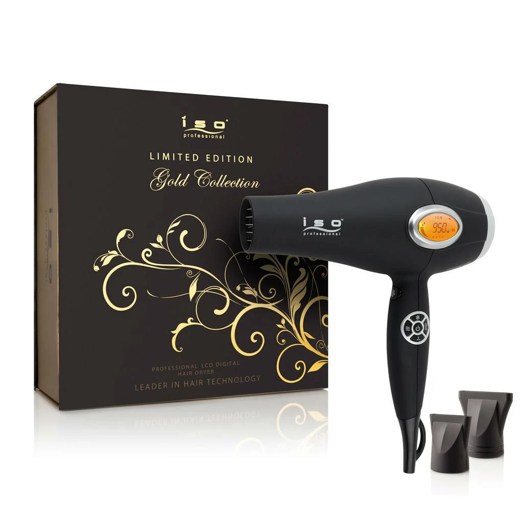 ISO Beauty Digital 1875W Pro Ionic Hair Dryer w/LCD Digital Display - Gold Collection 1