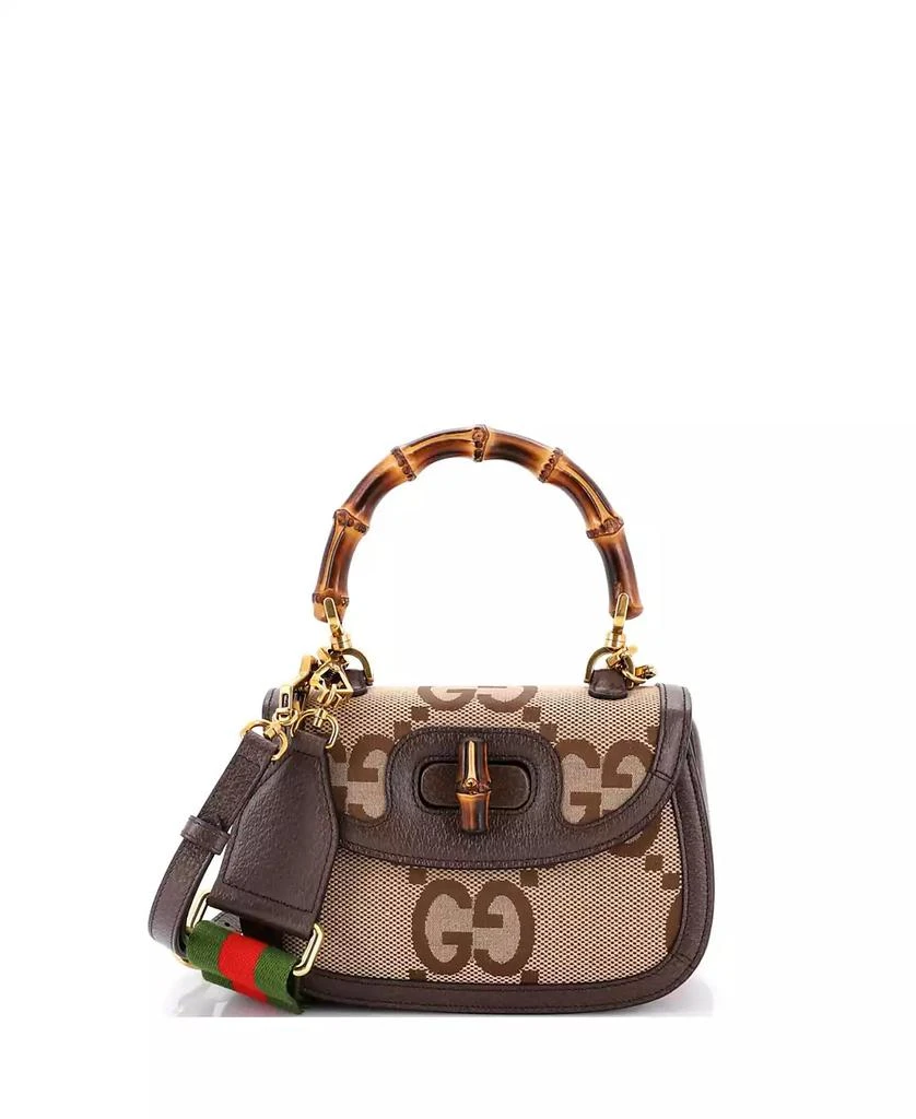 Pre-Owned Gucci Small Bamboo 1947 Top Handle Bag Jumbo GG Canvas