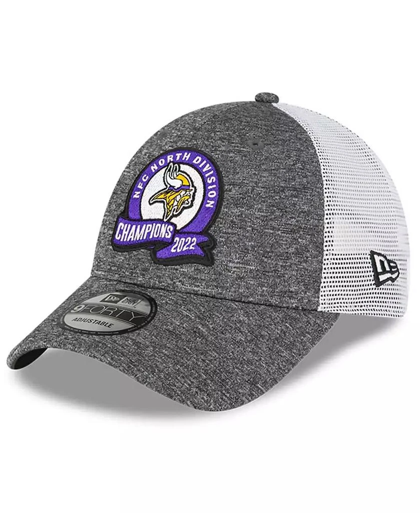 New Era Men's Heather Gray Minnesota Vikings 2022 NFC North Division Champions Locker Room 9FORTY Adjustable Hat 1