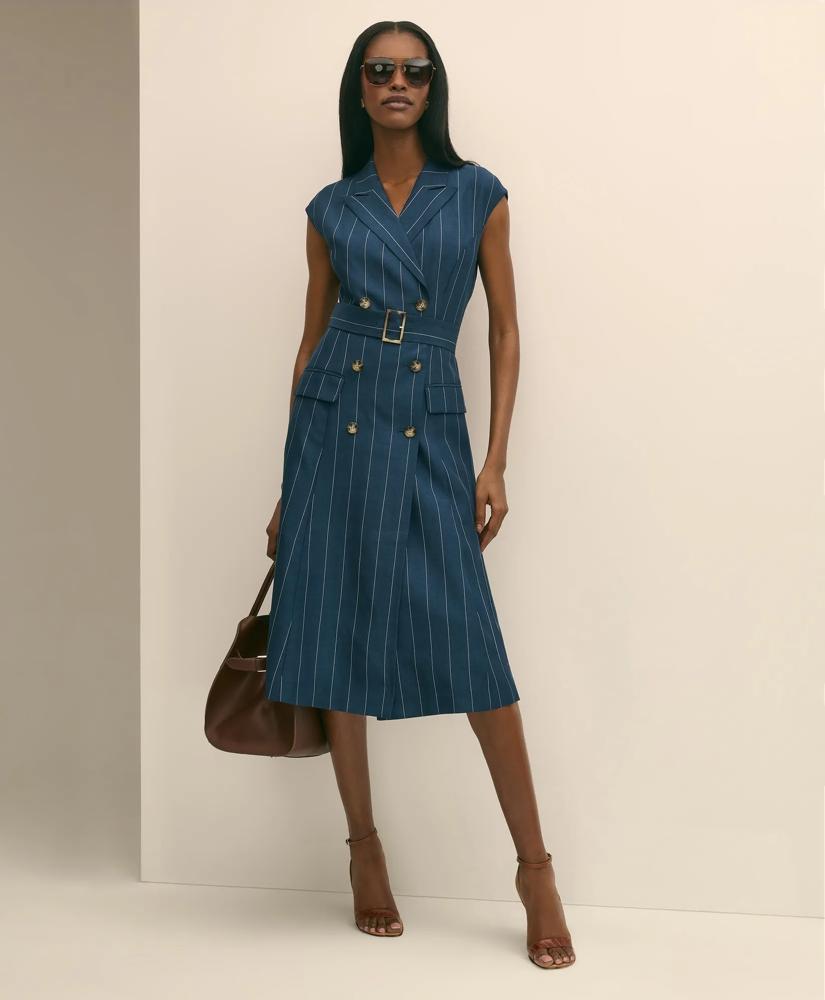 Brooks Brothers Lyocell-Blend Pinstripe Trench Dress