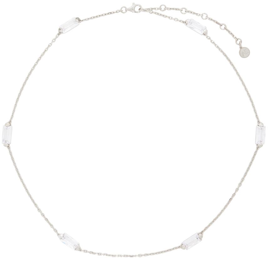 Alan Crocetti Silver Clear Crystal Chain Necklace