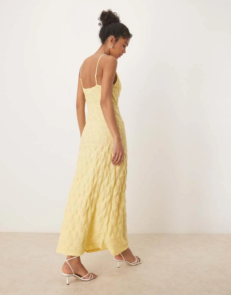 Vila Vila textured jersey cami maxi dress in pale yellow 3