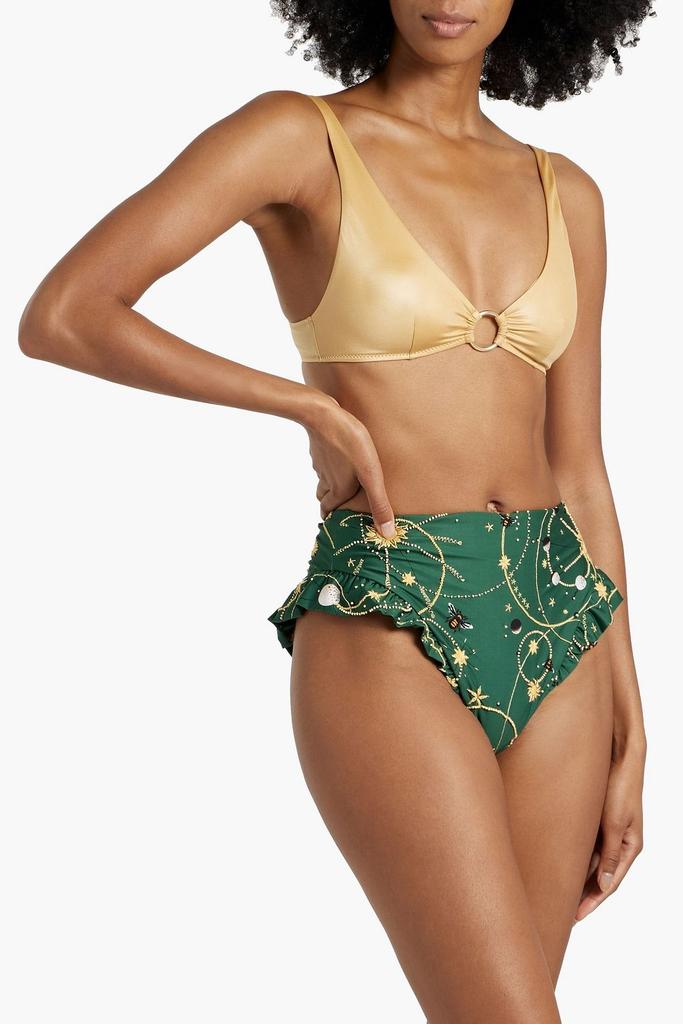 Agua by Agua Bendita Jengigre Astro Esmeralda embellished ruffled high-rise bikini briefs