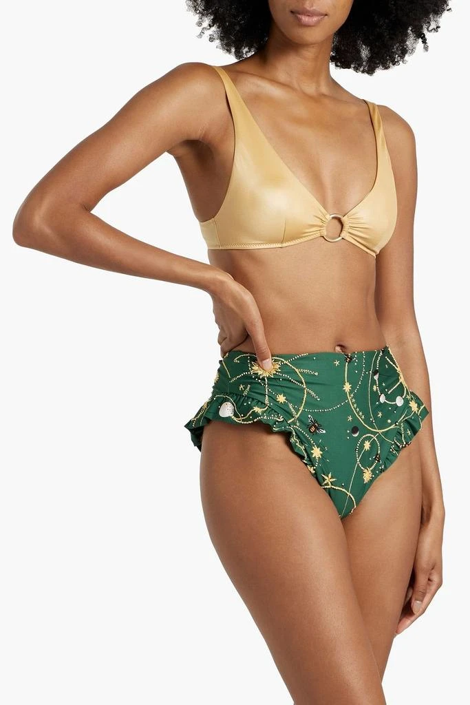 Agua by Agua Bendita Jengigre Astro Esmeralda embellished ruffled high-rise bikini briefs 2