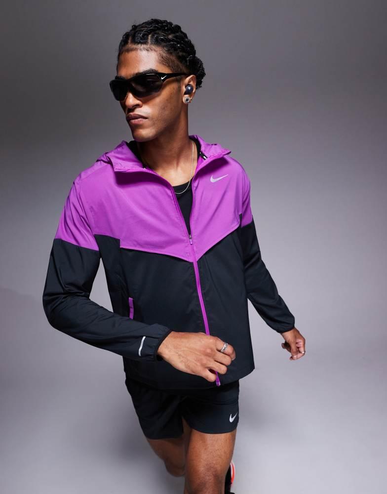 nike windbreaker black and purple