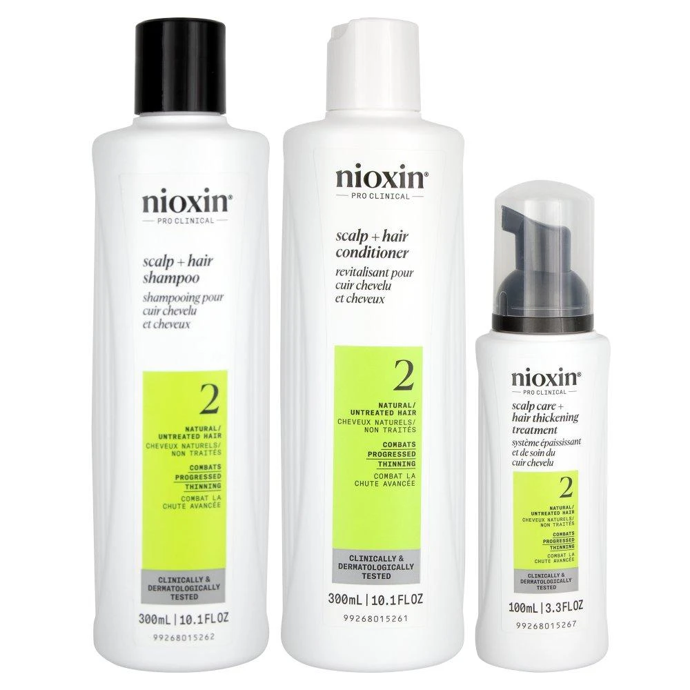 NIOXIN Nioxin - System 2 Kit for Unisex - 3 Pc Cleanser Shampoo (10.1oz), Scalp Therapy Conditioner (10.1oz), Scalp and Hair Treatment (3.38oz) 1