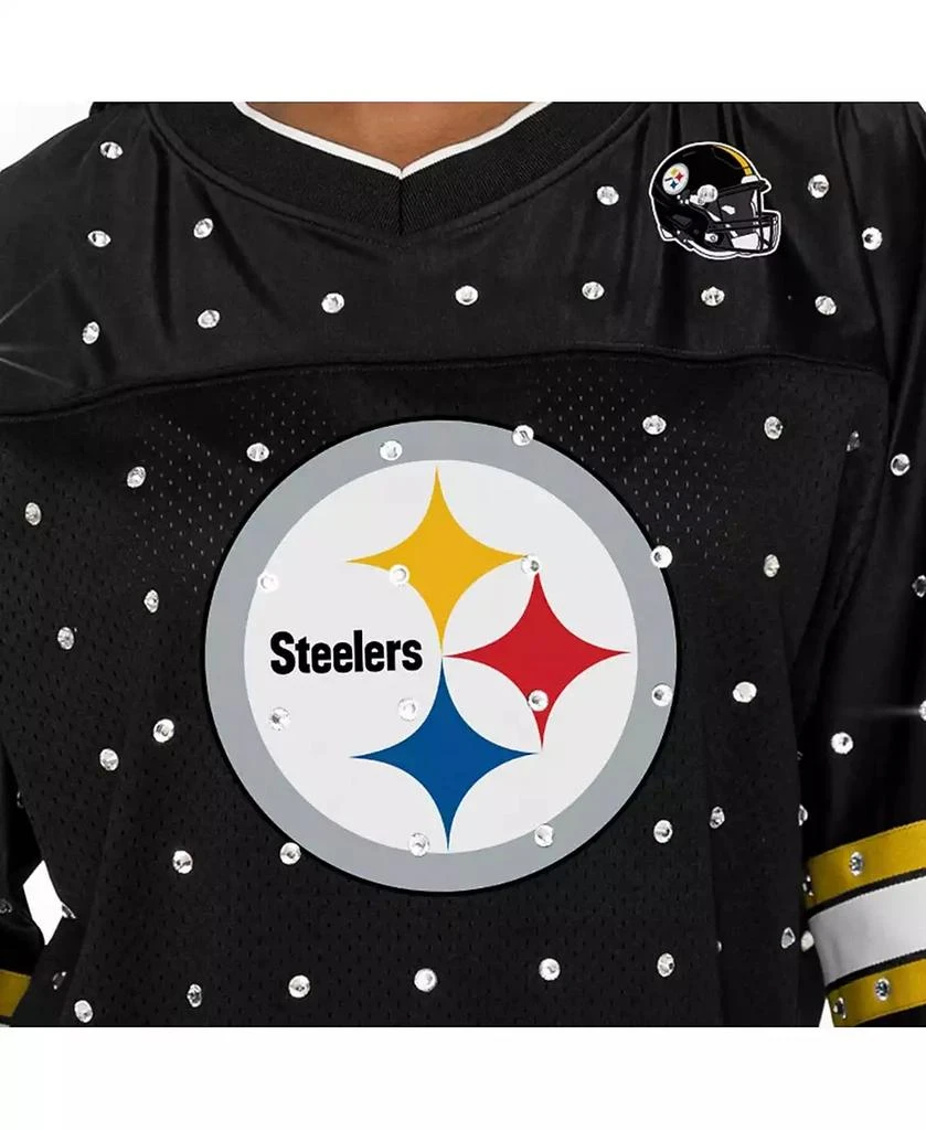 Gameday Couture Women's Black Pittsburgh Steelers Kickoff Time Allover Rhinestone Sports Stripe Jersey V-Neck T-Shirt 4