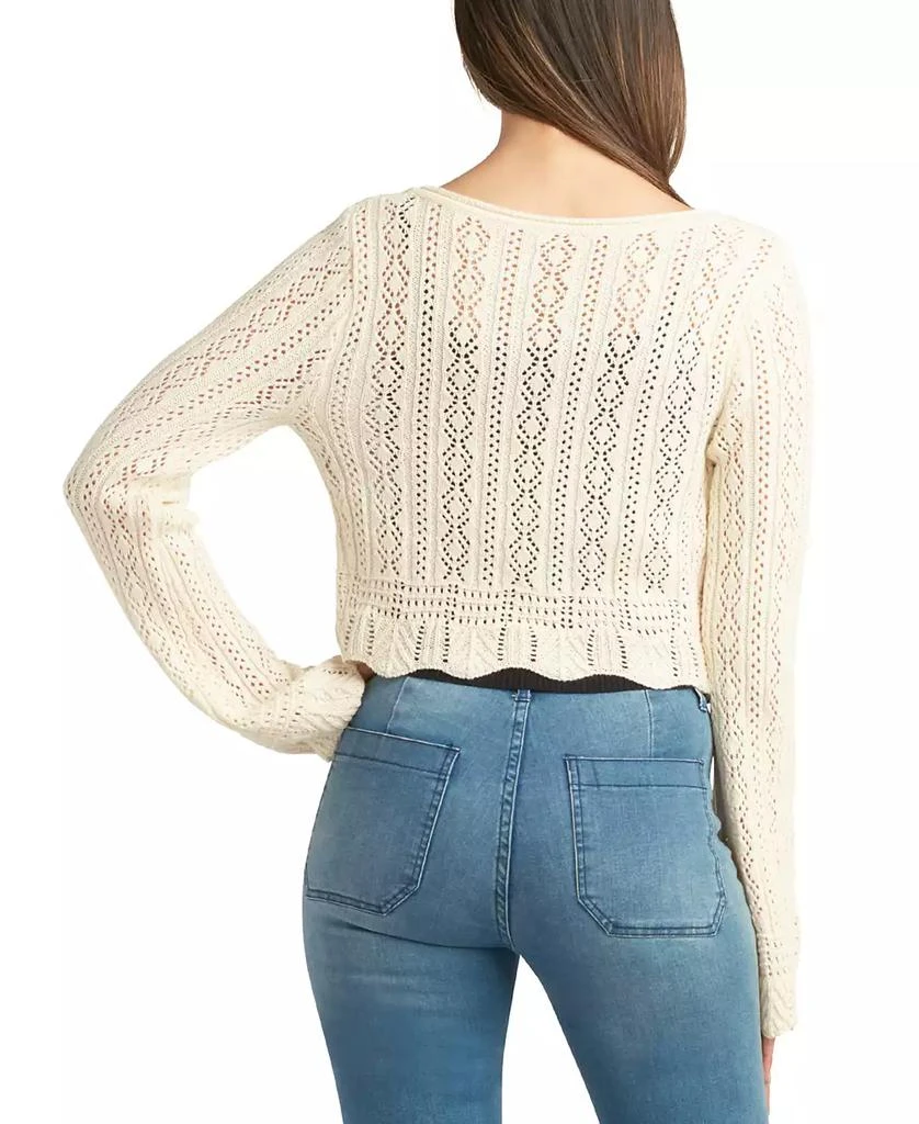BCX Juniors' Bell-Sleeve Crocheted Tie-Front Cardigan 2