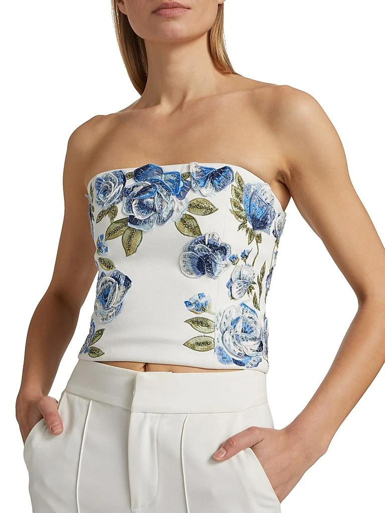 Alice + Olivia Cece Floral Embroidered Crop Top 6