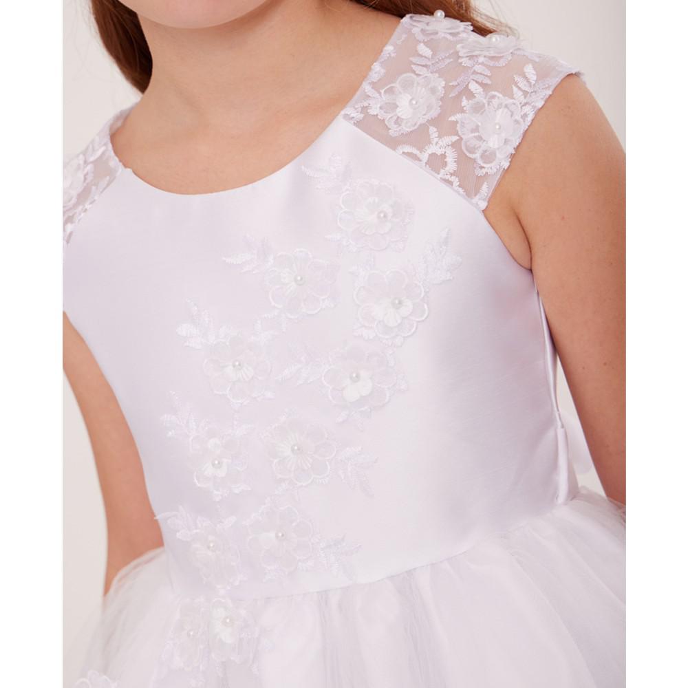 Bonnie Jean Big Girls Flower Applique Communion Dress