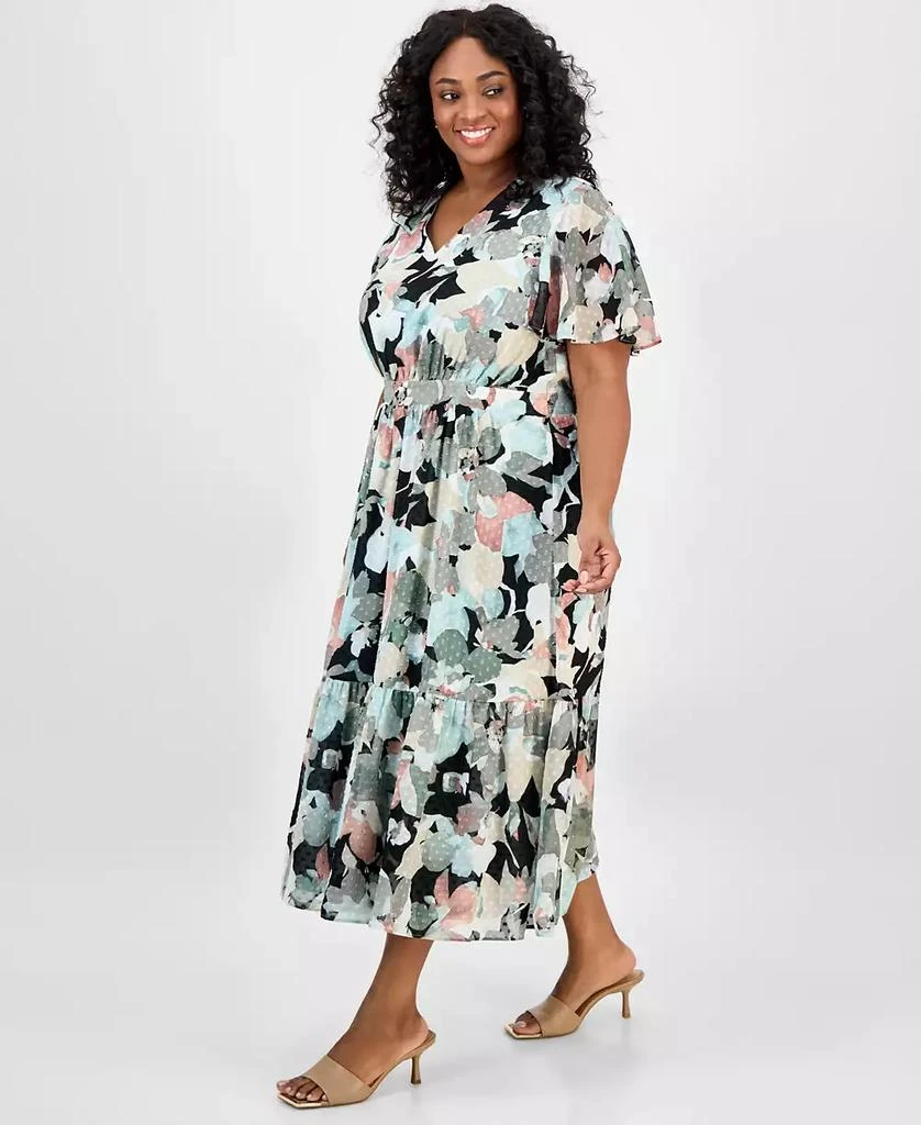Kasper Plus Size Textured Printed Midi Dress 3