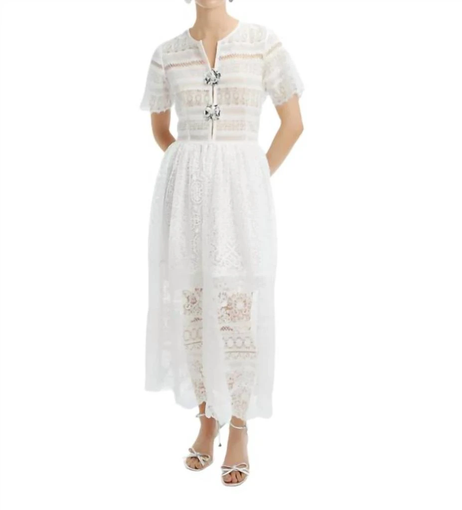 Waimari Gianni Lace Midi Dress In White 1