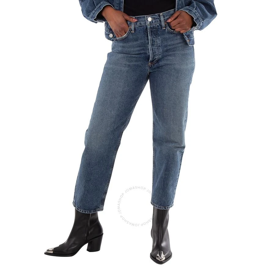 AGOLDE Ladies Imagine Med Dark Indigo 90S Crop Mid Rise Straight Jeans 1