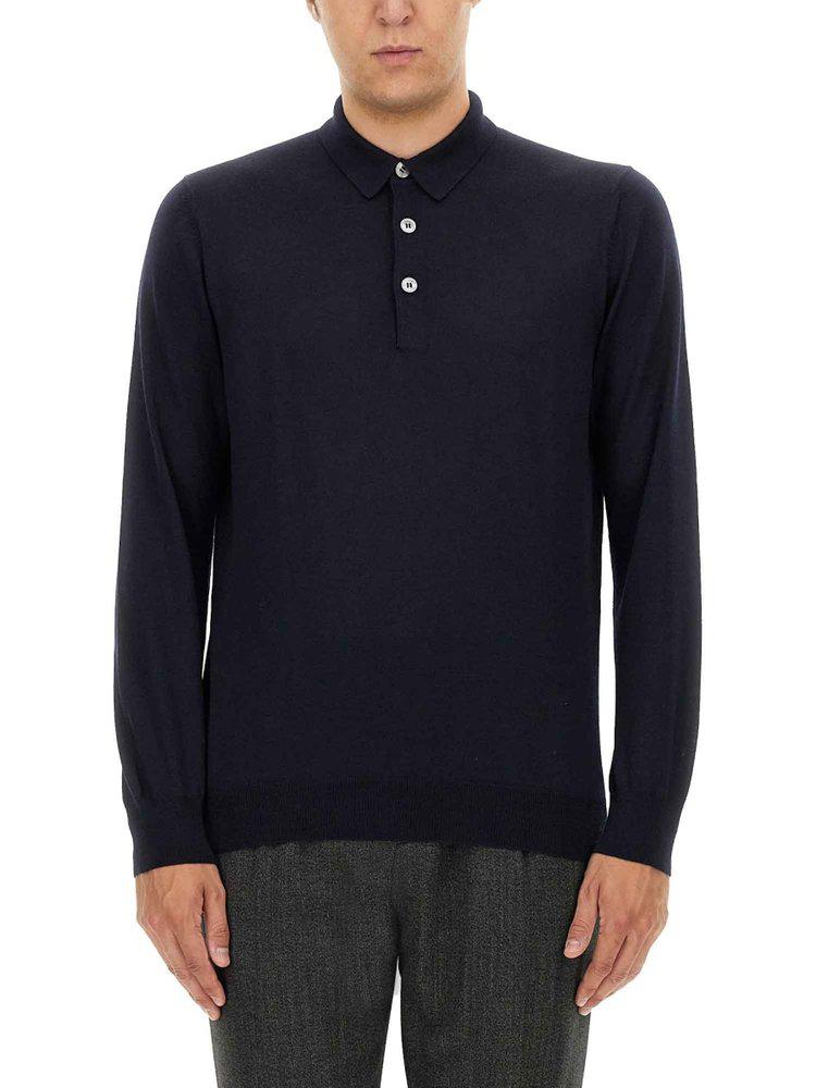 LARDINI Lardini Long-Sleeved Knitted Polo Shirt