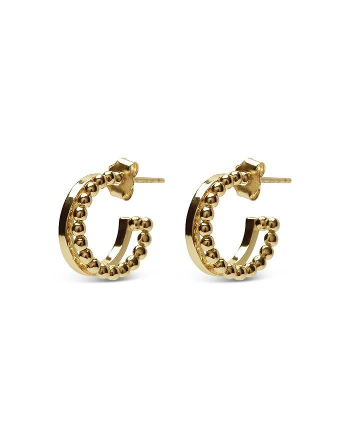Argento Vivo Classic & Ball Bead Double Row Hoop Earrings in 18K Gold Plated Sterling Silver 1