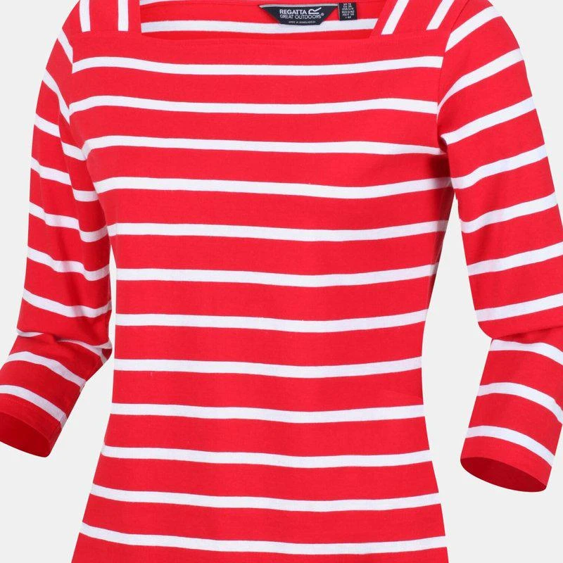 Regatta Womens/Ladies Polexia Stripe T-Shirt True Red/White 2