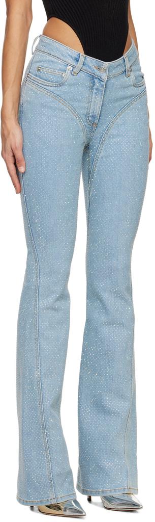 Mugler Blue Rhinestone Jeans