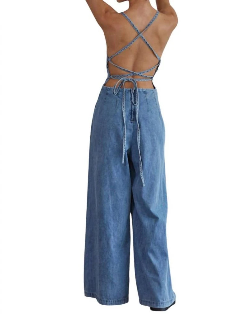 By Together Records On Denim Jumpsuit In Denim Blue 4