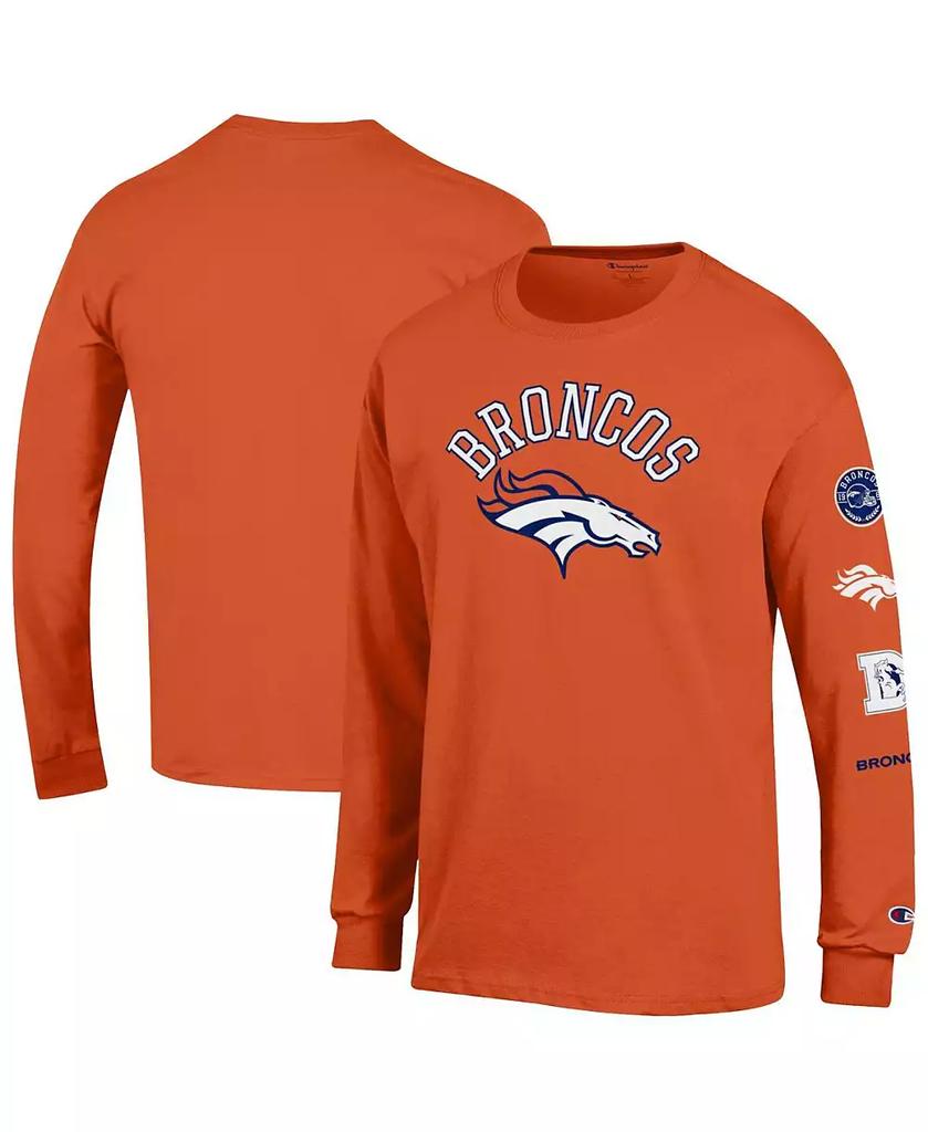 CHAMPION Men
s Orange Denver Broncos Seal Long Sleeve T-Shirt