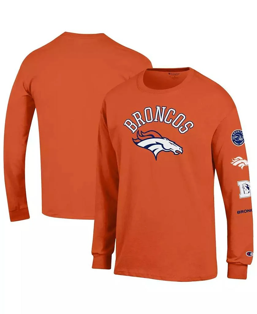 CHAMPION Men
s Orange Denver Broncos Seal Long Sleeve T-Shirt 1