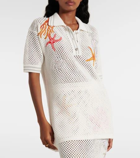 Versace Embroidered crochet cotton polo shirt 5
