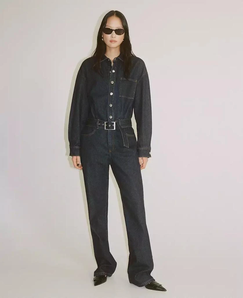 Mango Women's Denim Belted Jumpsuit 9