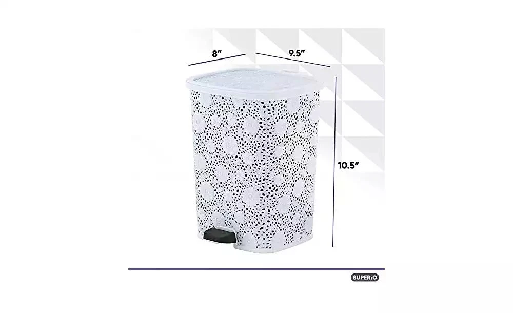 Superio Mini 1.5 Gallon Step On Trash Can with Lid Lace Design 3