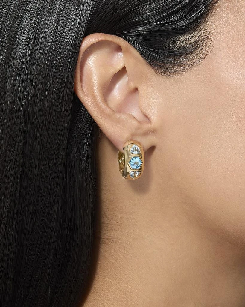 Stevie Wren 18K Yellow Gold The Deal Breaker Honeycomb Gemstone Hoop Earrings 2