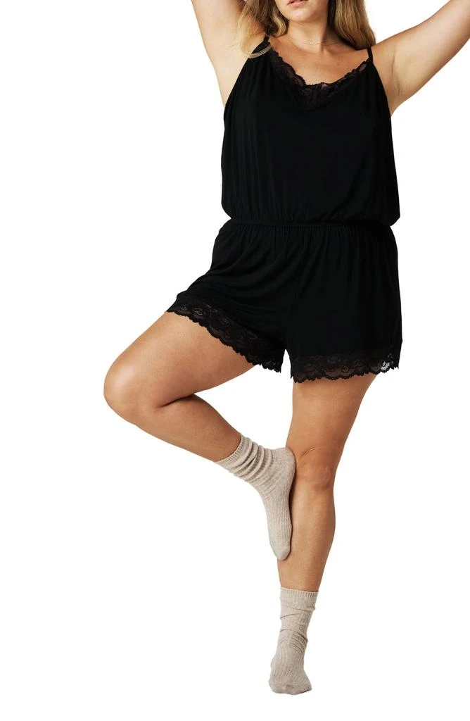 Posh Peanut Lace Trim Pajama Romper 1