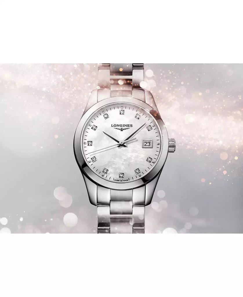 Longines Women's Swiss Conquest Classic Diamond-Accent Stainless Steel Bracelet Watch 34mm 3