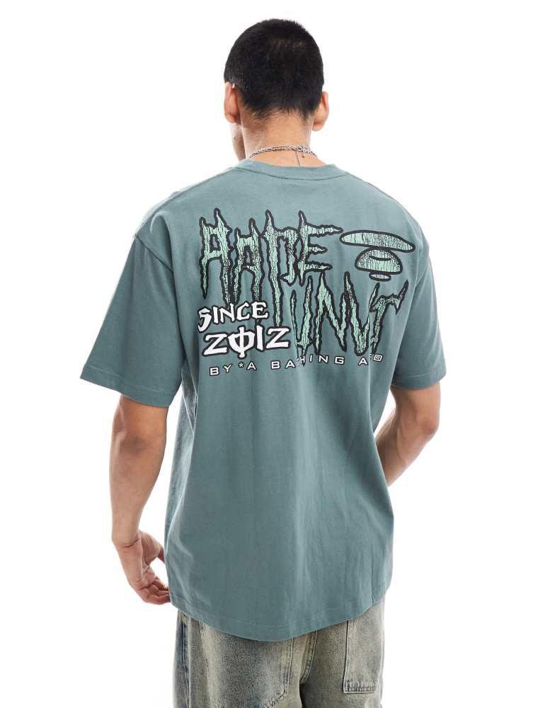 AAPE Aape By A Bathing Ape logo hiphop t-shirt in khaki