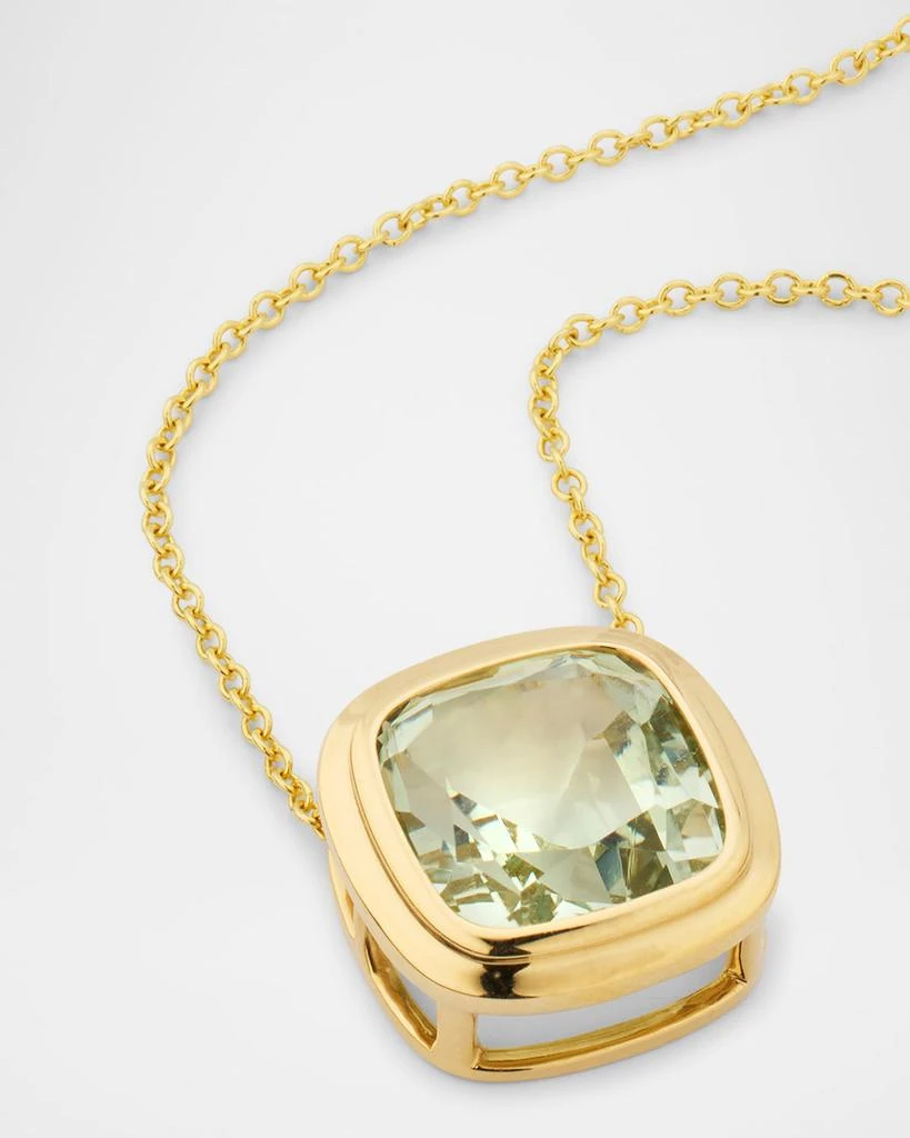 Goshwara Manhattan 18K Yellow Gold Prasiolite Cushion Pendant Necklace 3