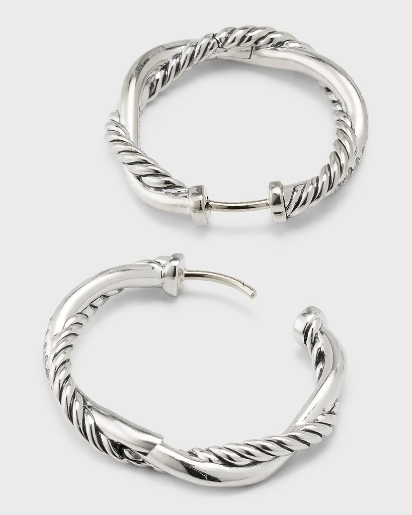 David Yurman Petite Infinity Hoop Earrings in Silver with Diamonds, 4mm, 0.68"L 4