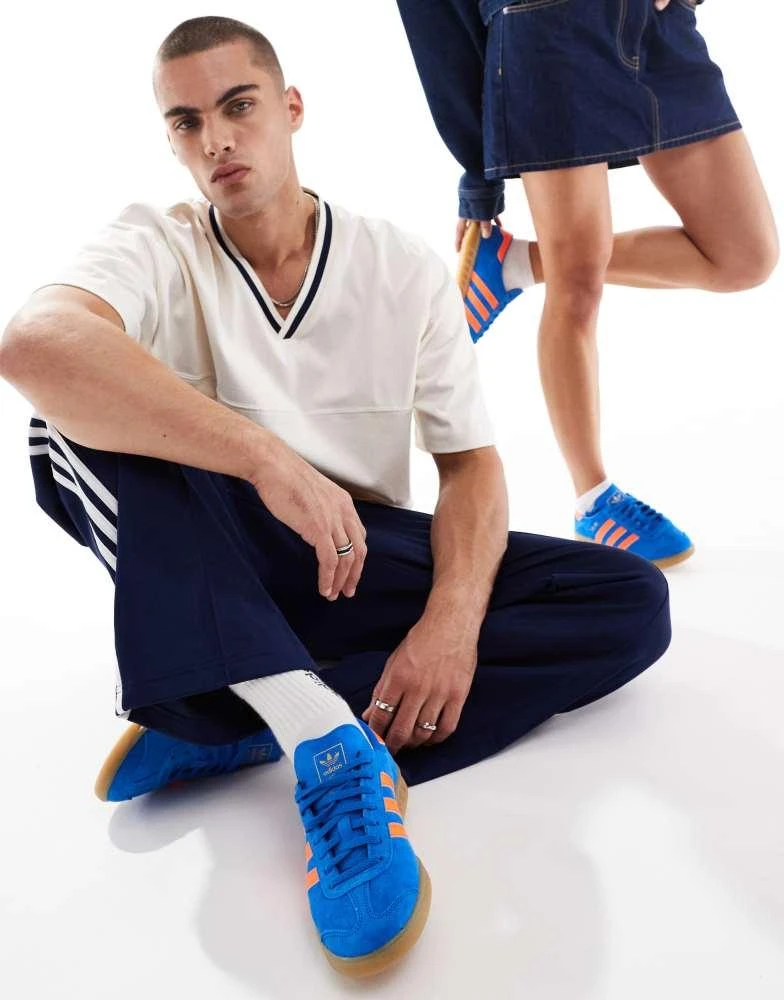Adidas adidas Originals Hamburg trainers in blue and orange 4