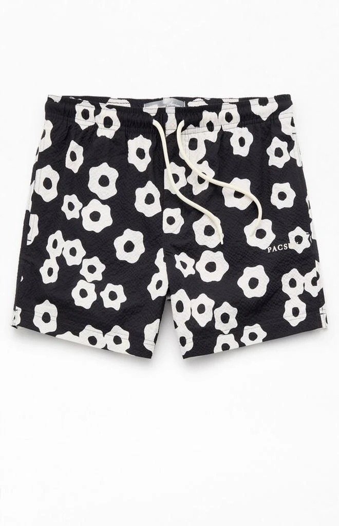 PacSun Bloches Black Searsucker 4.5'' Swim Trunks 1