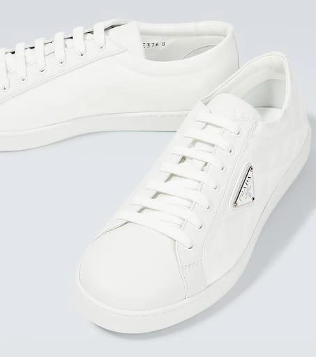 Prada Logo leather-trimmed sneakers 3