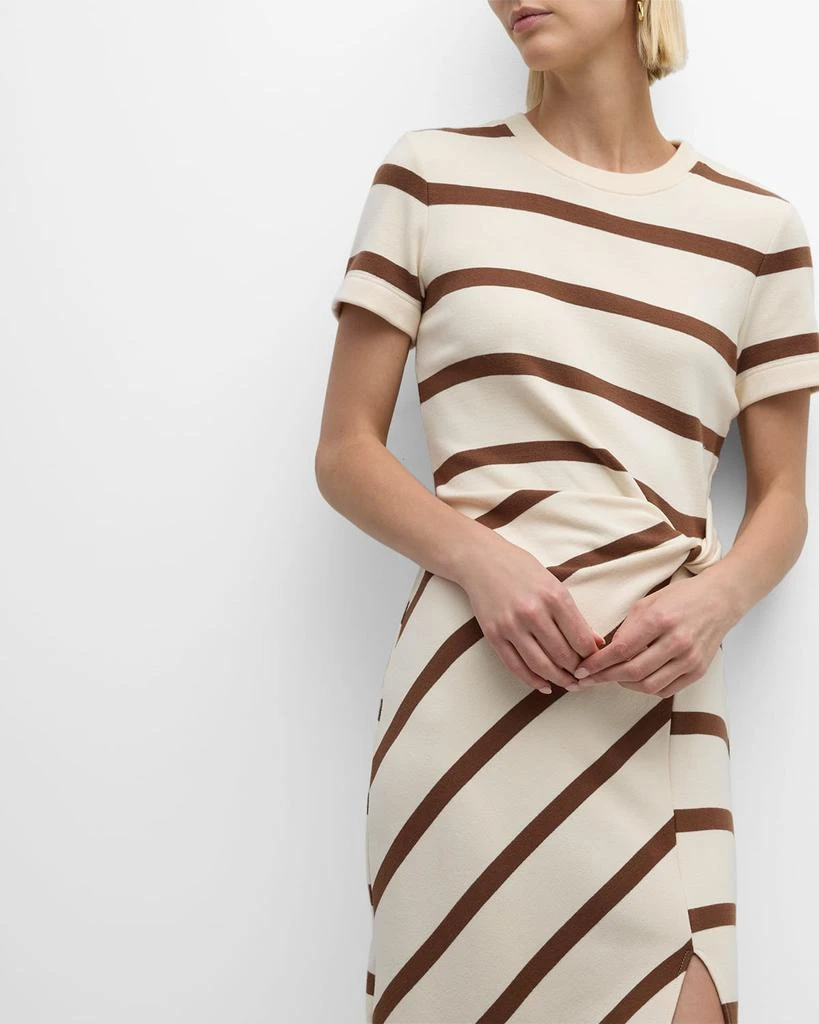 Tanya Taylor Cody Twisted-Waist Short-Sleeve Striped Midi Dress 7